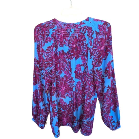NWT Lilly Pulitzer Elsa Silk Top Abaco Blue Feel Like a Shellebrity Size XL - Picture 6 of 8